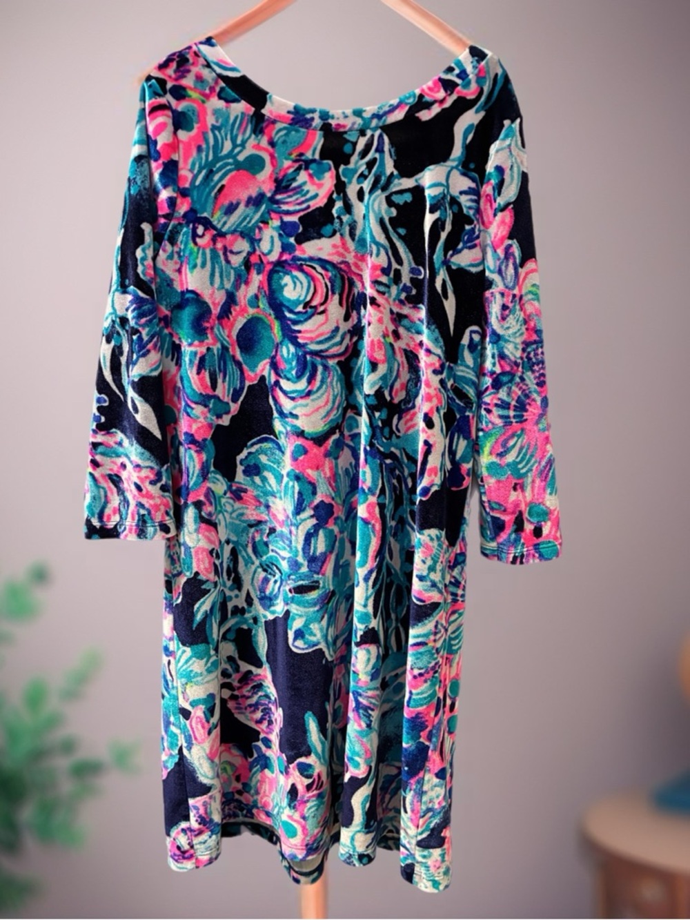 Lily Pulitzer Girls L 10-12 Colorful Floral Velour Dress - Beautiful